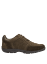 Calzado masculino de cuero café, diseño casual con ajuste personalizado gracias a los cordones y costuras modernas.