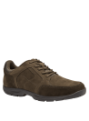 Zapatilla casual de cuero café para hombre con talón acolchado que ofrece mayor confort y soporte al caminar.