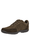 Zapato de cuero café masculino, estilo casual con paneles resistentes y duraderos, adecuado para un look relajado.