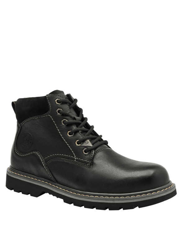 Botín casual marrón de cuero para hombre, con caña alta y cordones tradicionales, ideal para caminatas urbanas.