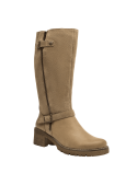 Bota de cuero camel, suela gruesa antideslizante ideal para mayor agarre y estabilidad, tacón de bloque cómodo.