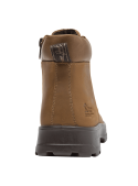 Botín de cuero camel para mujer, ideal para vestir y actividades al aire libre, con diseño robusto y funcional.