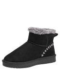 Pantubotas negras casuales para mujer con acabado aterciopelado y forro peludo para calidez en invierno.