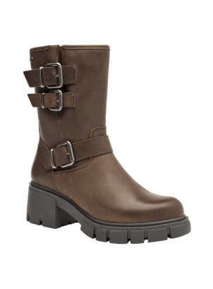 Bota Biker Cuero Mujer