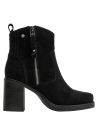 Botín de cuero negro con detalles en gamuza, estilo casual para mujer, cómodo y elegante para múltiples combinaciones.