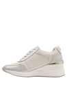 "Zapatilla casual crema para mujer, con cremallera lateral y cordones para ajuste fácil y seguro