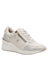 "Zapatilla casual de cuero crema para mujer, con diseño moderno y detalles urbanos