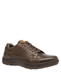 Zapato casual de cuero café para hombre, con diseño funcional y cordones ajustables para un calce cómodo.