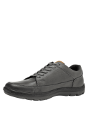 Calzado masculino gris de cuero, estilo casual, con buena absorción de impactos y ajuste cómodo con cordones.