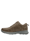 Calzado de cuero café casual masculino, cierre con cordones para ajuste firme, suela gruesa de goma para buena tracción.