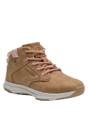 Botín camel casual para niña con cordones y ojales metálicos, ideal para caminatas urbanas con sujeción al tobillo.