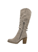 Bota taupe de cuero, estilo casual, para mujer, con altura de caña impresionante y comodidad superior.