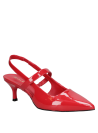 Zapato rojo de charol para mujer, diseño elegante y sofisticado en cuero, ideal para ocasiones formales, con tacón aguja.