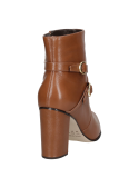 Botín camel de cuero para mujer, estilo casual, con tacón cuadrado y ajuste ajustable, ideal para uso prolongado.