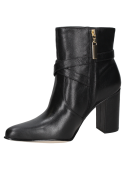 Botín negro de mujer en cuero con caña alta hasta el tobillo, estilo casual, ideal para un look elegante y moderno.