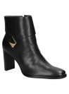Botín negro de mujer en cuero elegante, ideal para ocasiones formales, con taco alto y grueso para mayor estabilidad.