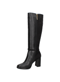 Bota negra de cuero para mujer, diseño casual y elegante con caña alta hasta la rodilla y taco ancho tipo bloque.