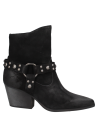 Botín negro de cuero para mujer, diseño sofisticado con taco cubano y detalles metálicos, ideal para uso diario o casual.