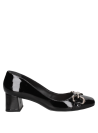Zapato de cuero negro para mujer, estilo mocasín con detalle moderno de hebilla y construcción rígida.