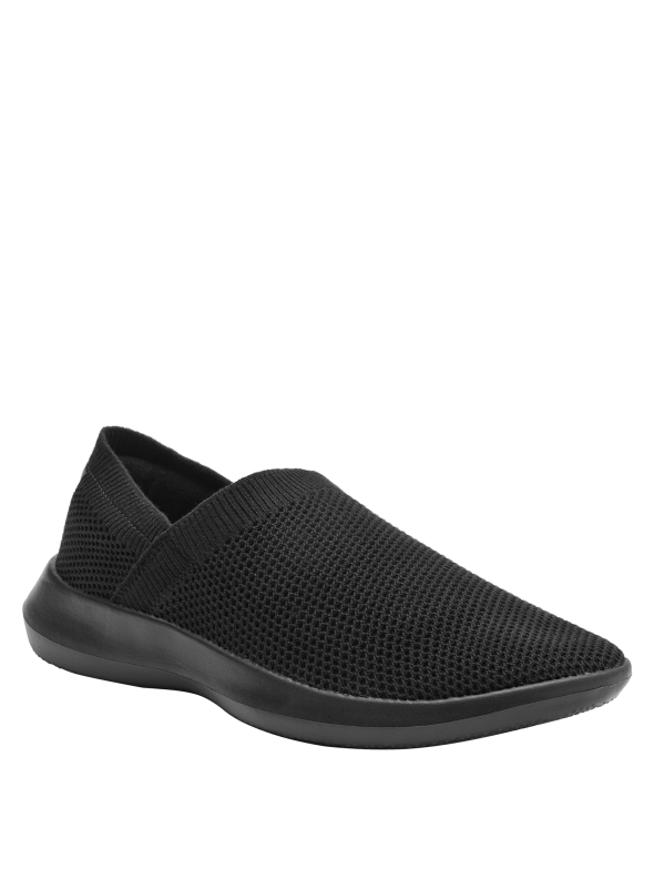 Zapatilla azul de hombre, urbana y sin cordones, con tela tejida que ofrece comodidad y estilo informal.