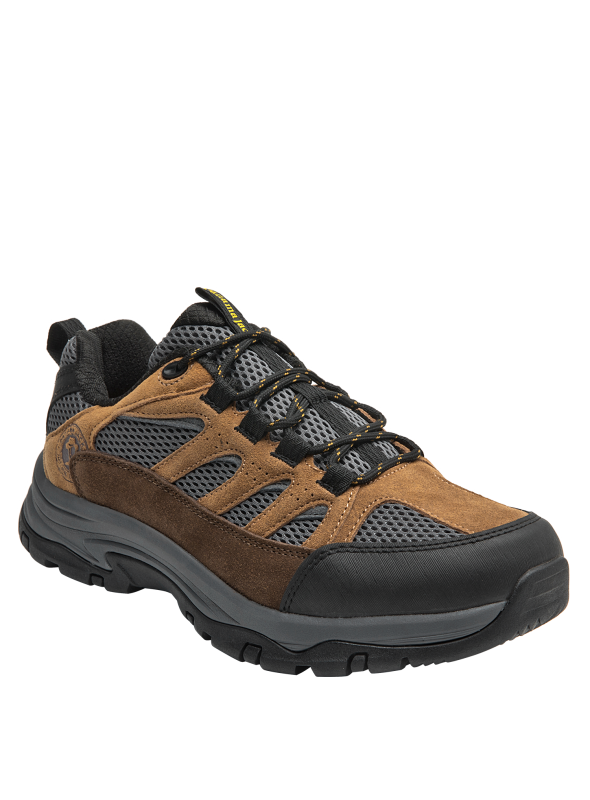 Zapatilla outdoor gris reforzada, ofrece estabilidad y protección para actividades al aire libre, estilo versátil.