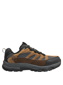 Calzado de senderismo café para hombre, sistema de cordones ajustable, suela resistente para superficies deslizantes.