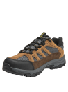 Zapatilla outdoor café para hombre, combinando cuero y textil, diseñada para comodidad y soporte en caminatas.