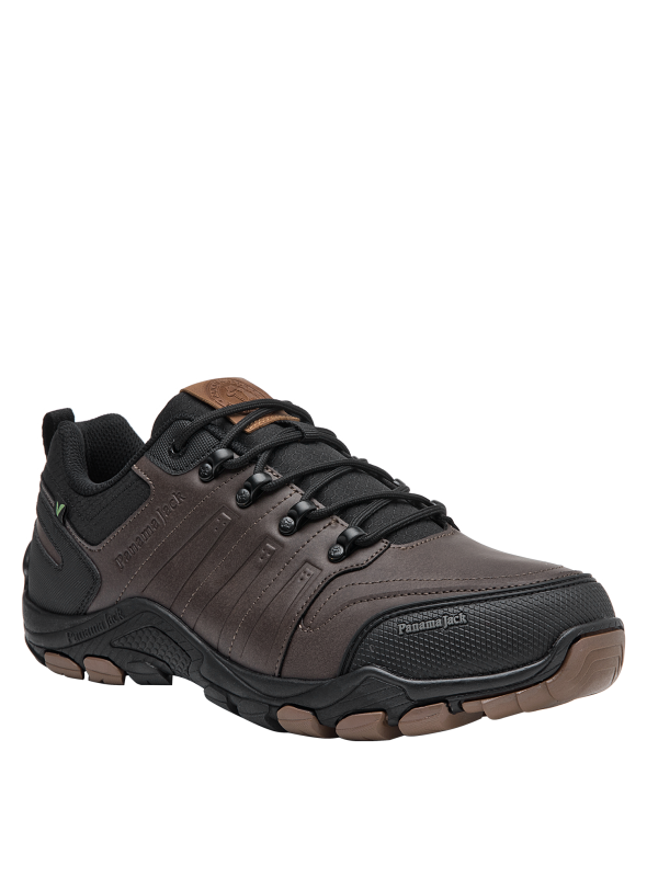 Zapatilla verde masculina de estilo aventurero, con líneas laterales dinámicas y ojales resistentes para un ajuste seguro.