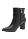 Botín negro de cuero para mujer, versátil y cómodo, adecuado para reuniones de trabajo y almuerzos elegantes.