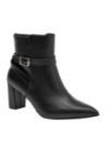 Botín negro de cuero para mujer con diseño elegante y sofisticado, ideal para ocasiones semi-formales y salidas casuales.