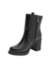 Botín negro de cuero para mujer, estilo urbano con hebillas metálicas, ideal para eventos informales.