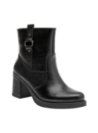 Botín negro de cuero para mujer, estilo casual, con diseño clásico y moderno, ideal para moda urbana y salidas casuales.
