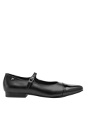 Calzado de cuero negro femenino tipo Mary Jane, mezcla de simplicidad y elegancia, perfecto para reuniones de trabajo.