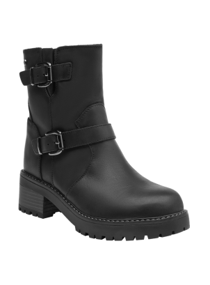 	Botín Biker Cuero Mujer