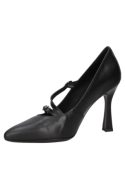 Stiletto de cuero negro para mujer, ideal para combinar con vestimenta formal o casual chic, con taco alto y sofisticado.