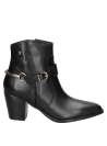 Botín de cuero negro con diseño sofisticado, perfecto para combinar estilo y funcionalidad en diversas ocasiones.