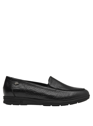 Mocasín Agile Mujer Zapato de mujer negro, cuero suave y ligero, estilo casual.