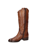 Bota vaquera de cuero camel para mujer, diseño clásico con caño alto hasta la pantorrilla y acabado liso.