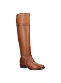 Bota de cuero camel, estilo casual para mujer, diseño elegante y estilizado, ideal para un look refinado.