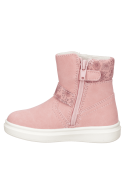 Interior forrado de bota rosada para niña, brindando calidez y confort en climas fríos.