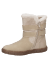 Bota beige casual para niña con diseño robusto, ideal para invierno, presenta caña media con interior forrado cálido.