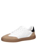 Zapatilla urbana blanca de cuero para mujer, ideal para uso diario, combina estilo y funcionalidad con detalles en gamuza.