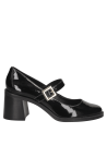 Calzado de cuero 100% negro, diseño retro-vintage Mary Jane, taco ancho para estabilidad y comodidad en reuniones sociales.