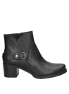 Botín negro de cuero para mujer con tacón cuadrado medio, ideal para uso diario y combinar con jeans o vestidos.