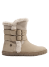 Bota de media caña beige para niña, con diseño práctico y decorativo, perfecta para climas fríos y estilo casual.