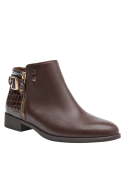 Botín de cuero marrón para mujer, altura de caña 10 cm, cómodo y duradero.