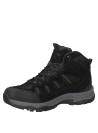 Bota de senderismo para hombre en color negro, mezcla de cuero y textil, diseñada para aventuras al aire libre.
