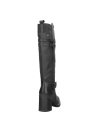 Bota casual de cuero negro para mujer, con correas ajustables y hebillas modernas que añaden un toque estilizado.