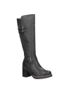 Bota negra de cuero para mujer, casual y elegante, ideal para invierno y ocasiones formales.