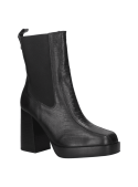 Versátil bota Chelsea negra de cuero para mujer, combina estilo sofisticado y robustez, adecuada para uso diario y elegante.